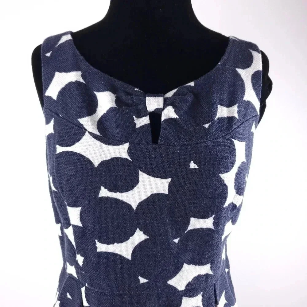 Loft Shift Dress Women's Size 6P Sleeveless Blue & White w/Pockets - Picture 4 of 13